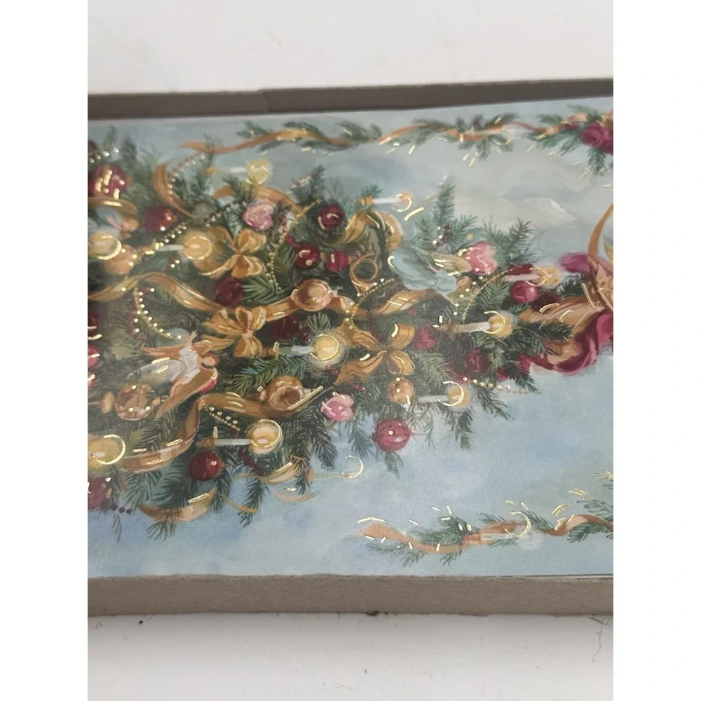 Vintage Christmas Greeting Cards Set Winter Scenes Cardinals Gold Foil Lot Of 10